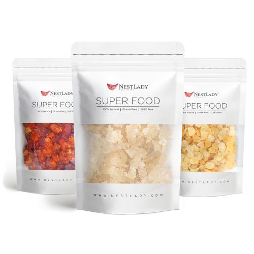NESTLADY Collagen Collection (Select Organic Pure Peach Gum 150g+Natural Wild Tragacanth Gum “Snow Swallow” 110g+Natural Honey Locust Wild Gleditsia 100g)