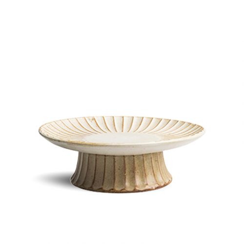 NESTLADY Chrysanthemum Striped High Plate【hand-made Japanese style】