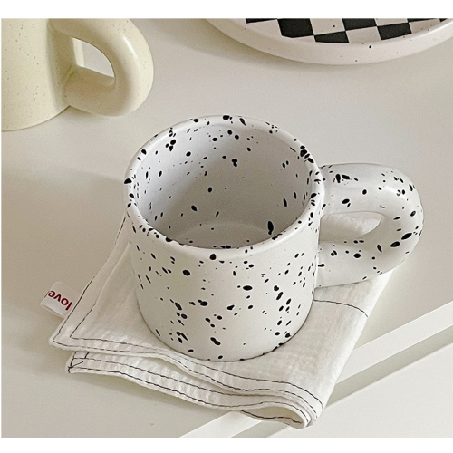 NESTLADY ceramic water cup white splash-ink style 1pc